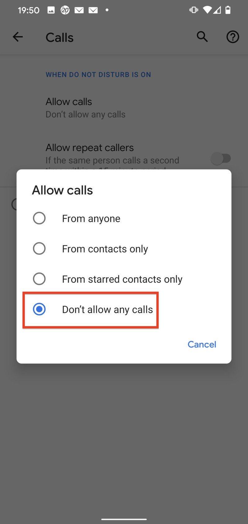 Do Not Allow Calls With DND