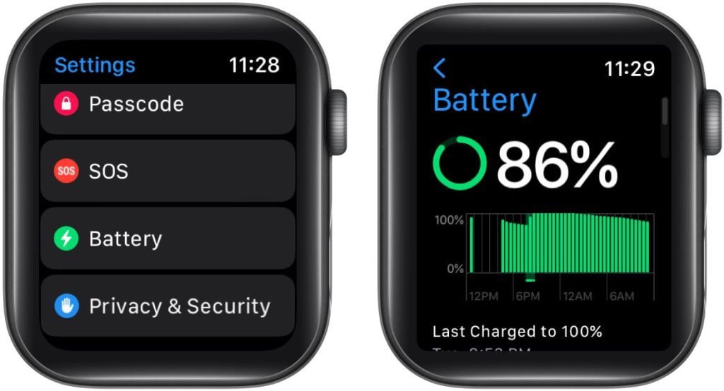 Check battery life on apple online watch