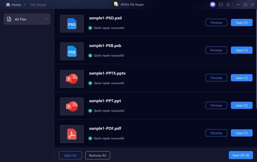 preview and save repaired pdf files
